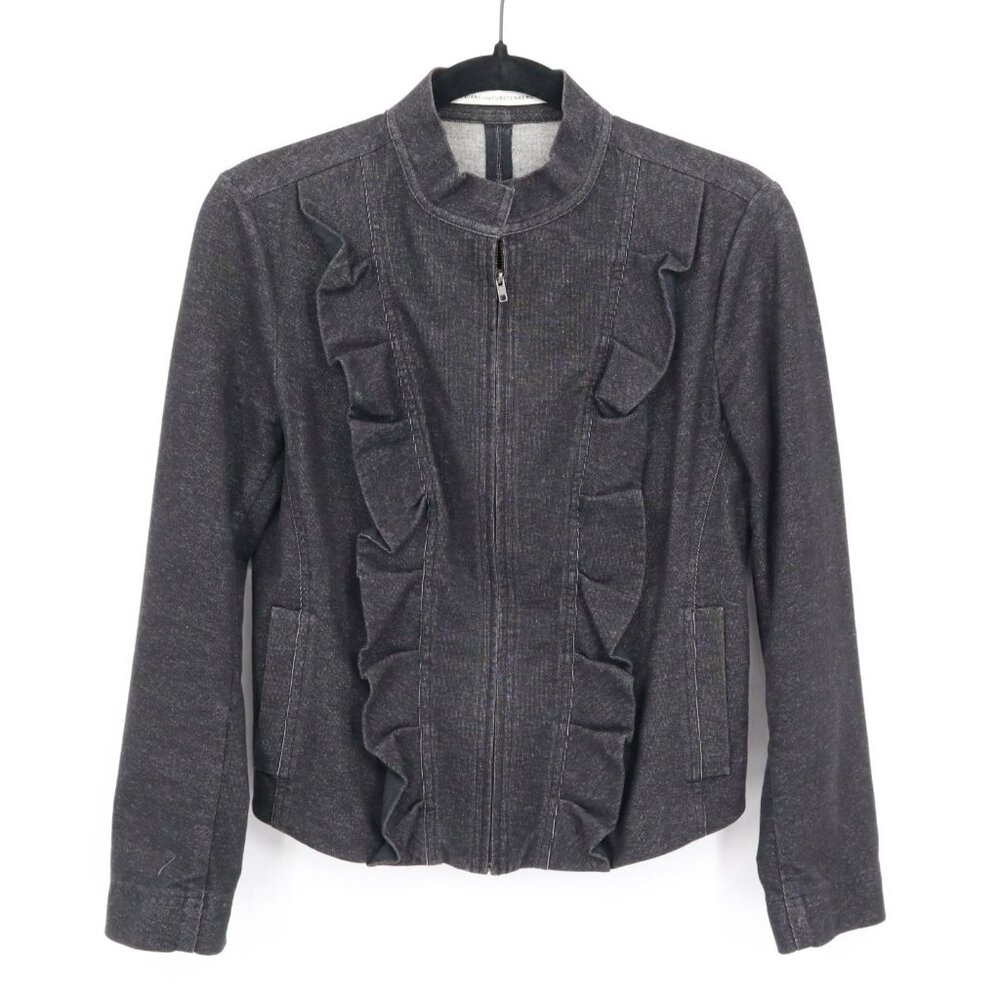 Diane Von Furstenberg Denim‎ Full Zip Jacket Womens S Gray Feminine Classic Moto